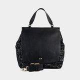 PAULINE Tote Bag mit Überschlag schwarz